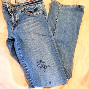 Refuge Jeans with Skull Design. Size 9L